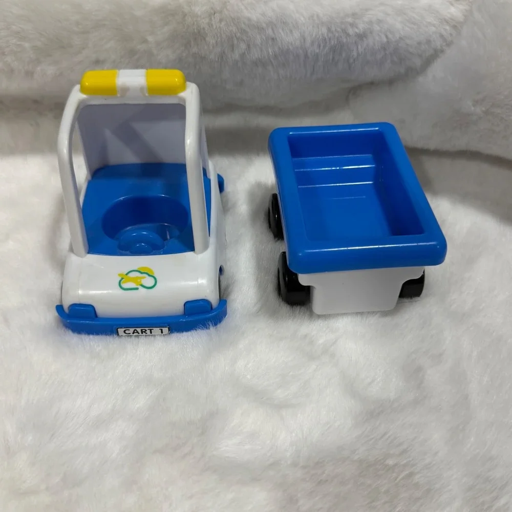Toy Airport Baggage Cart and Trailer Blue White Toy Cart